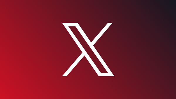 X logo on EYL Red gradient background